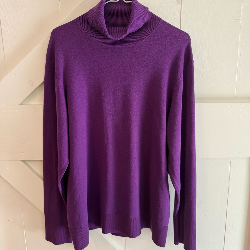 Chico's Rich Purple Cowl Neck Sweater Supersoft Lightweight Size 3 or XL